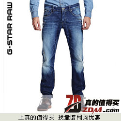 G-Star男士3301洗白直筒牛仔长裤