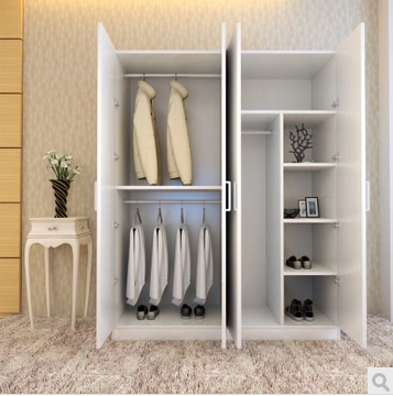 宜宸 简易衣柜实木质板式组合整体衣柜4开门